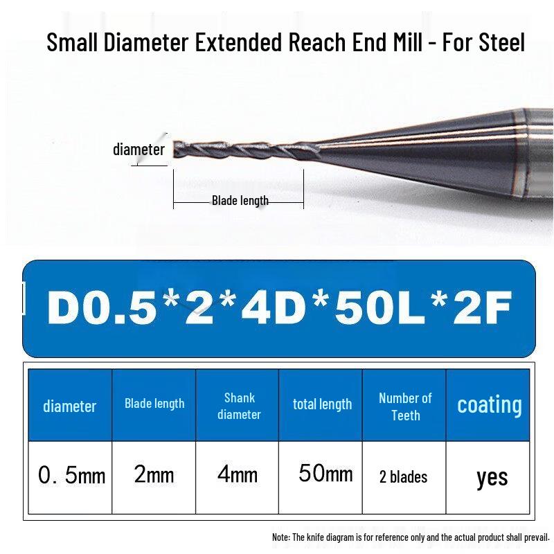 

Aokewen Coated Tungsten Steel Deep Groove Extended 2-Flute End Mill