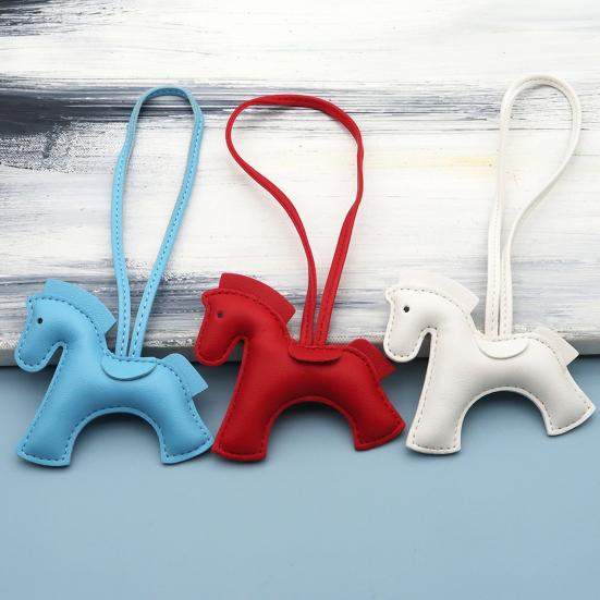 Car Ornament Faux Leather Horse Charm Small Dainty Keychain Car Interiors Purse Backpack Accessories