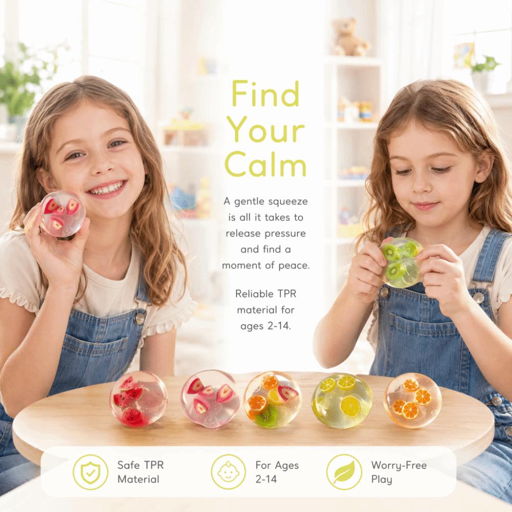 Strawberry Coconut Oil Squishy Ball Orange Watermelon Fruit Coconut Balls Squeeze Toy Clear Jelly Transparent