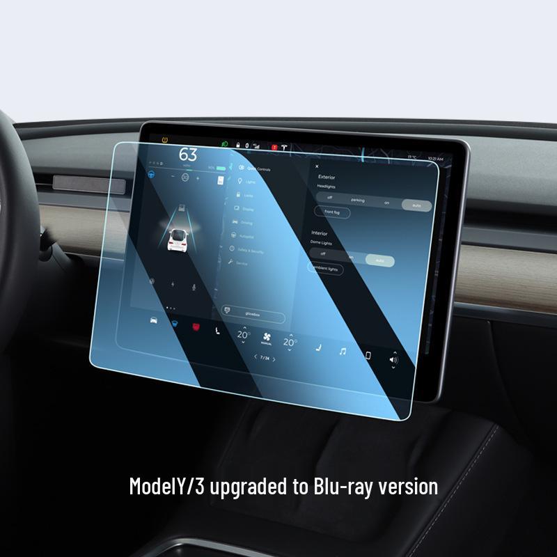 Tesla Model 3/Y Yoke Refresh Screen & Console Protection Kit: Tempered Glass & HD Film