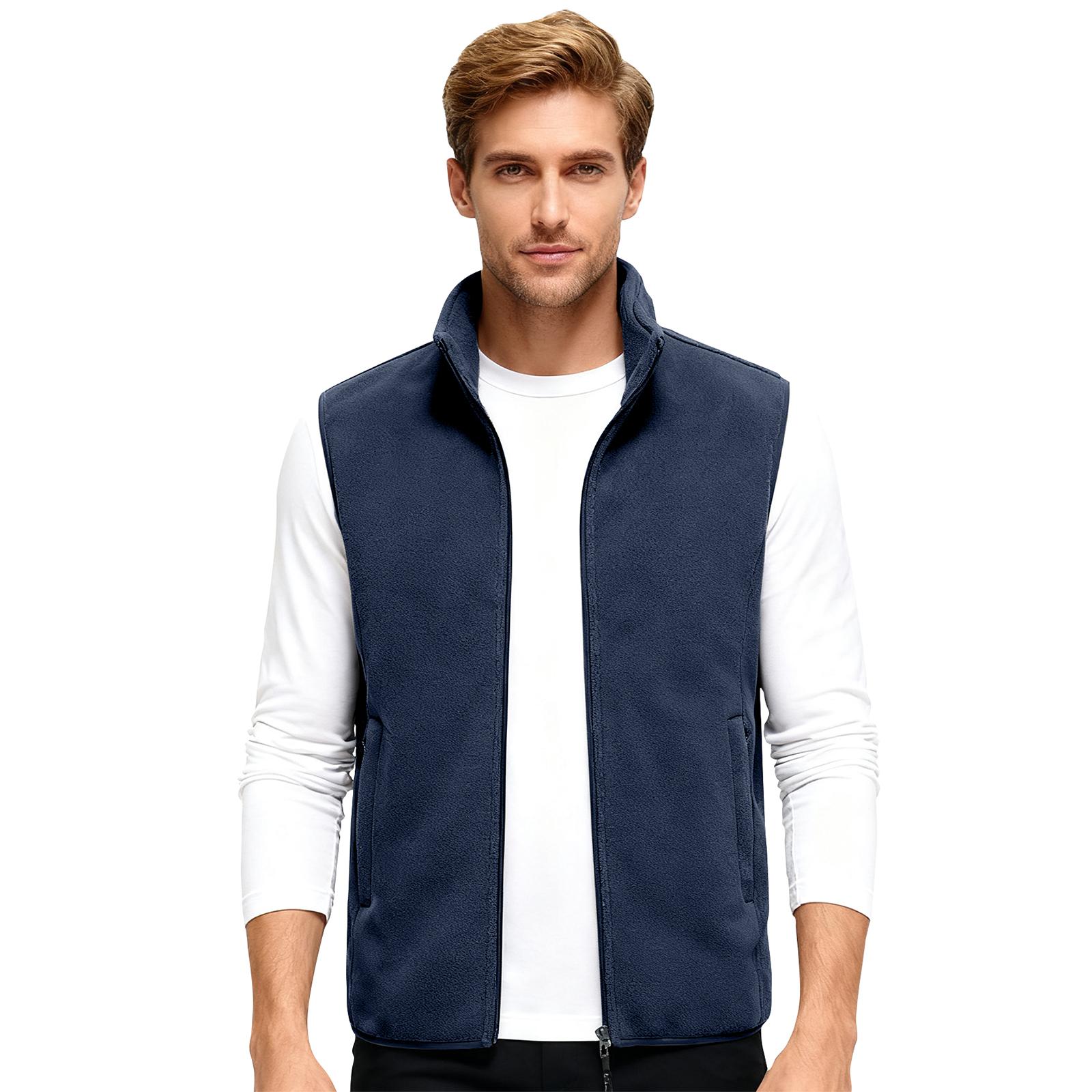 

Мужской флисовый жилет-кардиган без рукавов, спортивный повседневный жилет XXL