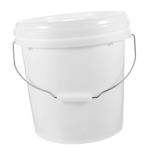 

HOMSFOU 5л Ведро с широким горлом и крышкой, Подходит для рвоты, приманки, рисования, искусства, уборки, мытья полов, рыбалки и полива, Белый