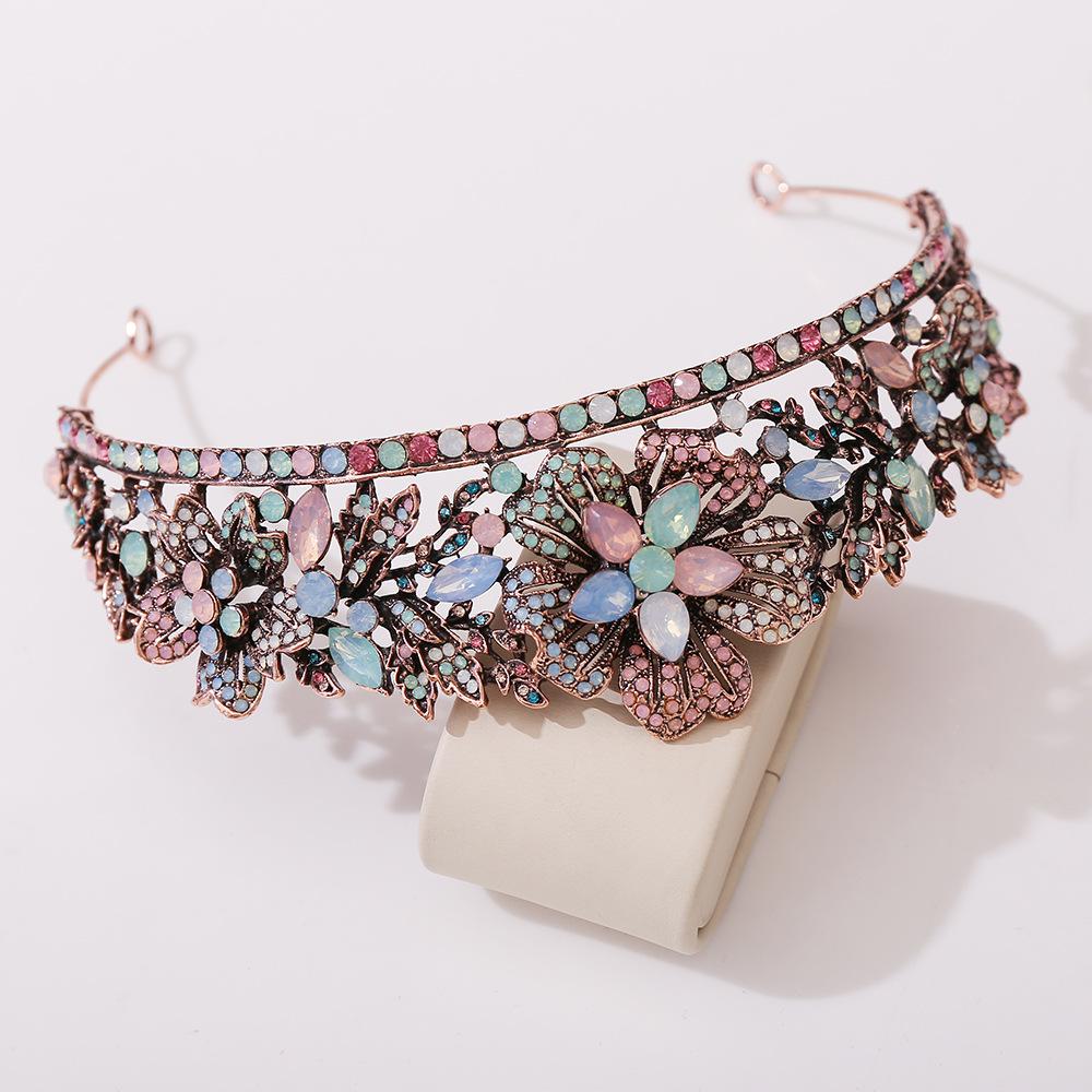 Новый свадебный головной убор повязка на голову корона в стиле барокко дворец цветной — фото 4