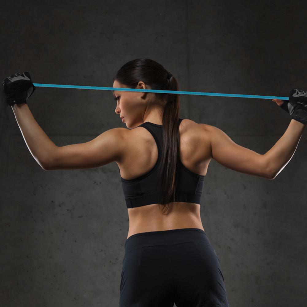 Yoga Pull Rope Silicone Resistance Band Gym Muscle Fitness Chest Expander Set (Blue)