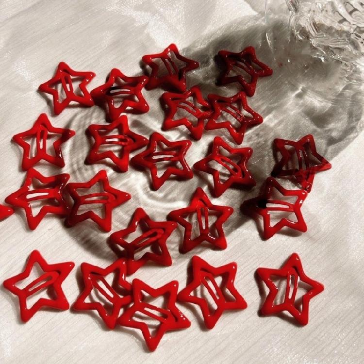 20 Pcs Sweet Cool Hair Clip Red Star Hairpins Styling Hair Accessories Snap Clip