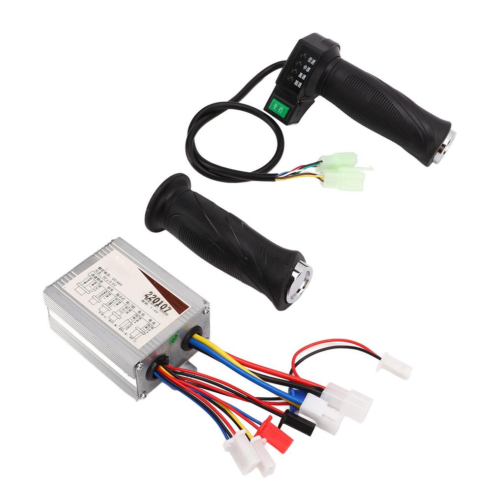 Brushed Motor Controller Kit Aluminum Alloy Shell 48V 500W 4 Speed Throttle Twist Grip Handle for Electric Bike