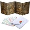 Leather Game Master Screen RPG Dragon Fight - Gold + Case
