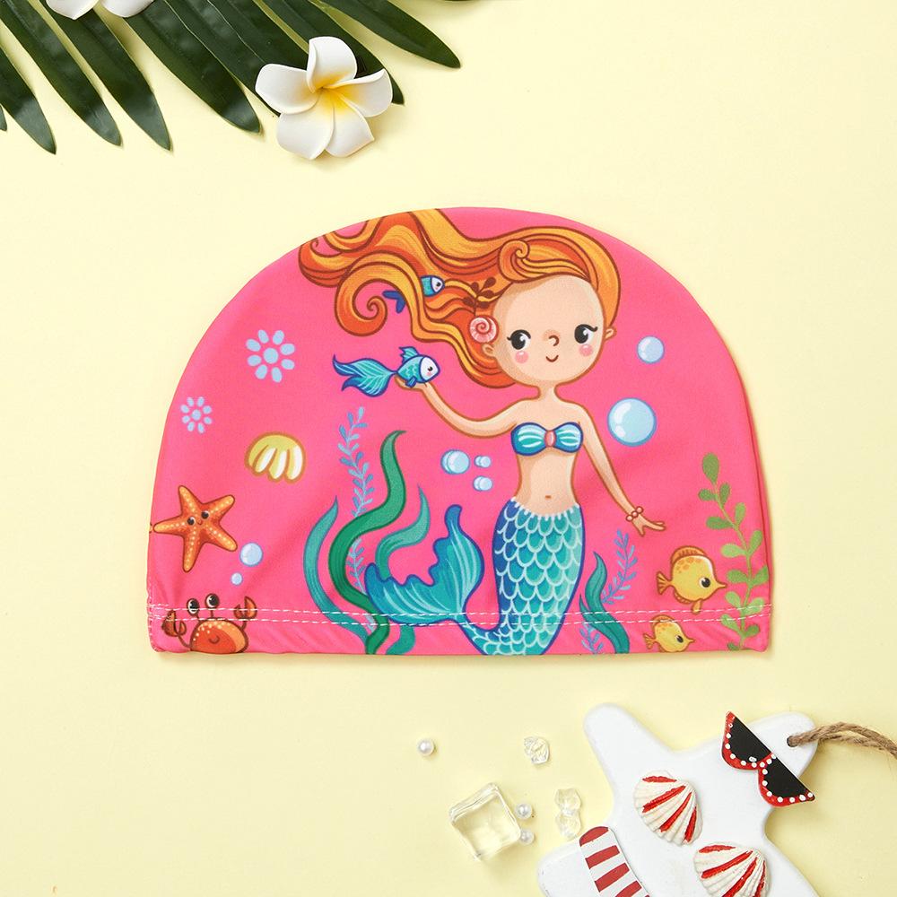Kids Swim Cap Cartoon Pattern High Elastic Ear Protection Breathable for Pool Swimming Boys Girls Comfort Fit