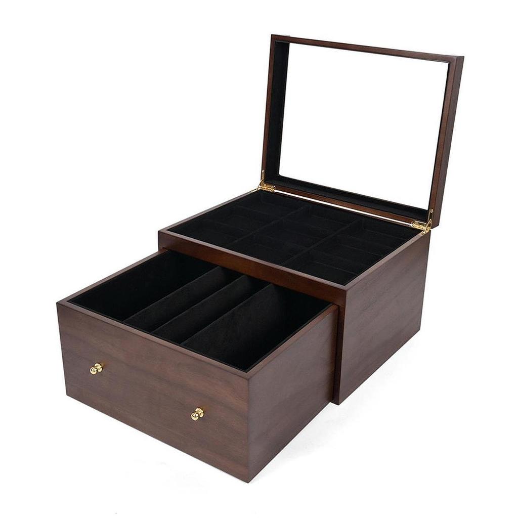 And Practical Wooden Storage Box for Collectible Cards, with Drawer, Case Sports Cards.
