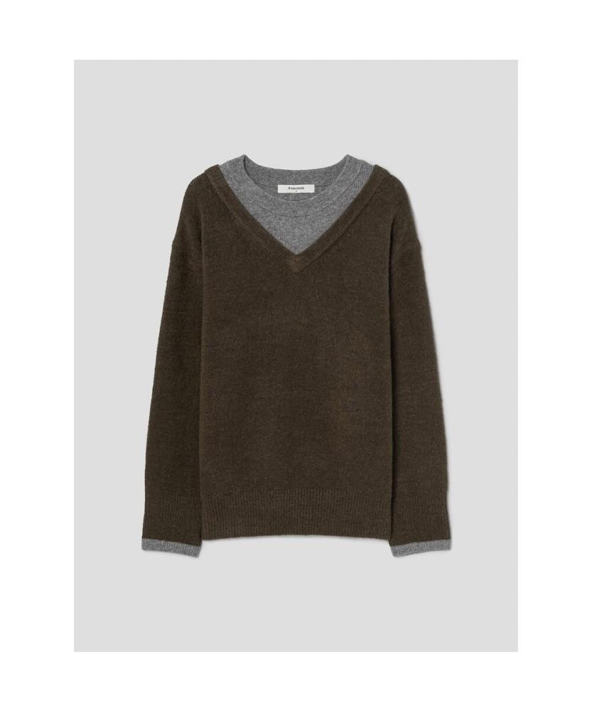 8SECONDS Loose Fit Contrast Pullover Brown