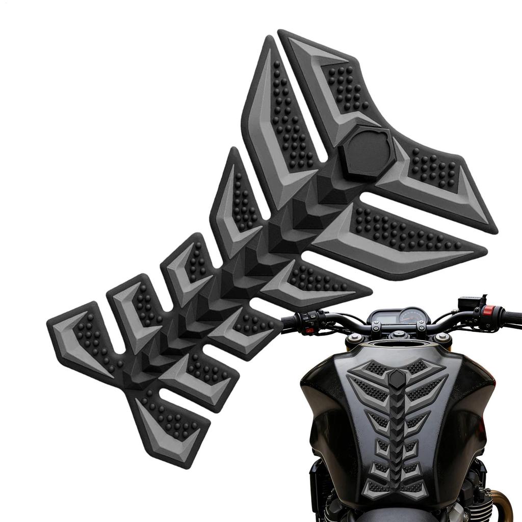 Motorcycle Fuel Tank Fishbone Sticker 3D Rubber Fish Bone Design Adhesive Motorcycle Decals Anti Slip Modification Decor Decal