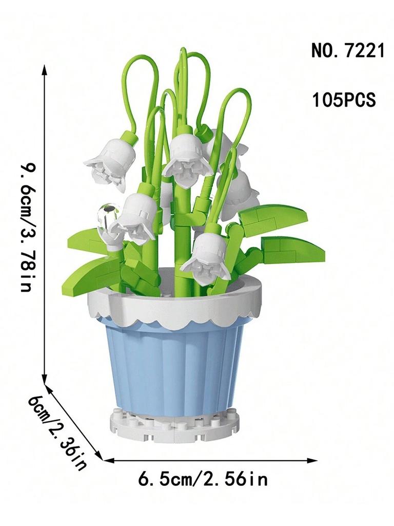 12 styles of adult granular flower pot building blocks, simulated bouquet assembly model toys, decorative and collectible gifts