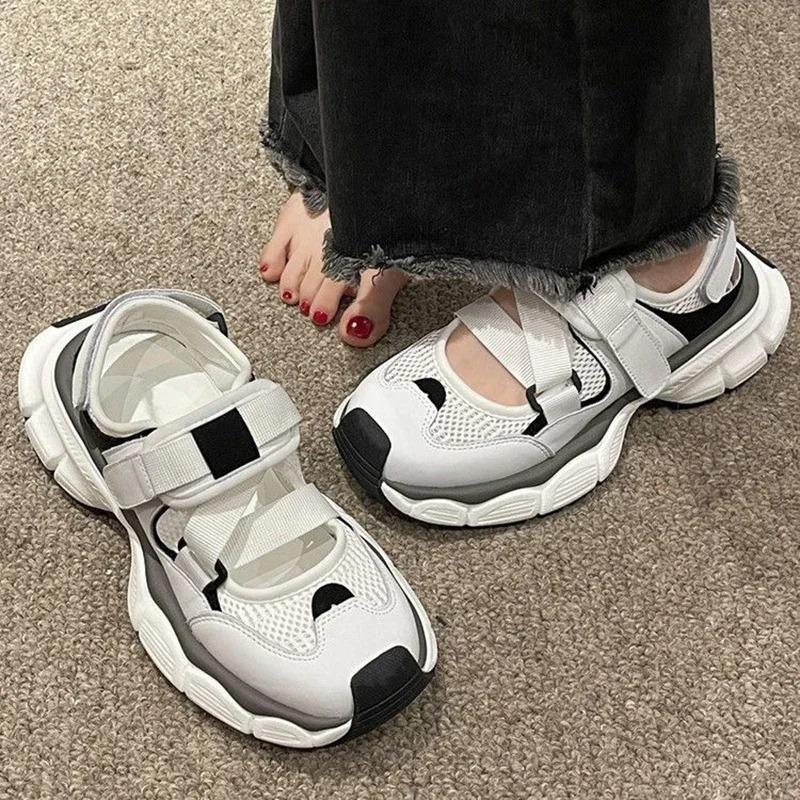 Fashion Women Summer Thick Bottom Casual Sandals Girl Student Outdoor Non-Slip Slides Footwear Walking Sneaker Fashion Tennis Mesh Shoes