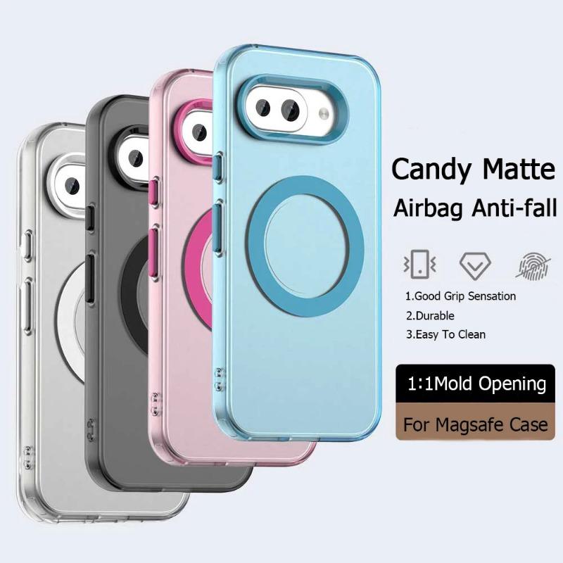 9a Magnetic for Magsafe Matte Phone Case for Google Pixel 9A Pixel9 A 9Pro XL Candy Color Translucent PC + TPU Protection Shockproof Bumper