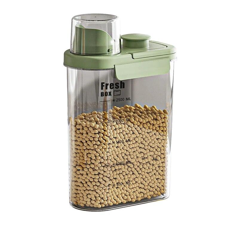 Герметичный резервуар для хранения риса, сои, зерна, банка, эффективно герметичный влагостойкий кухонный органайзер зелёный
