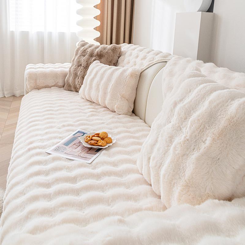 Winter New Sofa Cushion Plush Simple Modern Non-Slip Backrest Thickened Plush Thermal Leather Sofa Cover Towel Winter