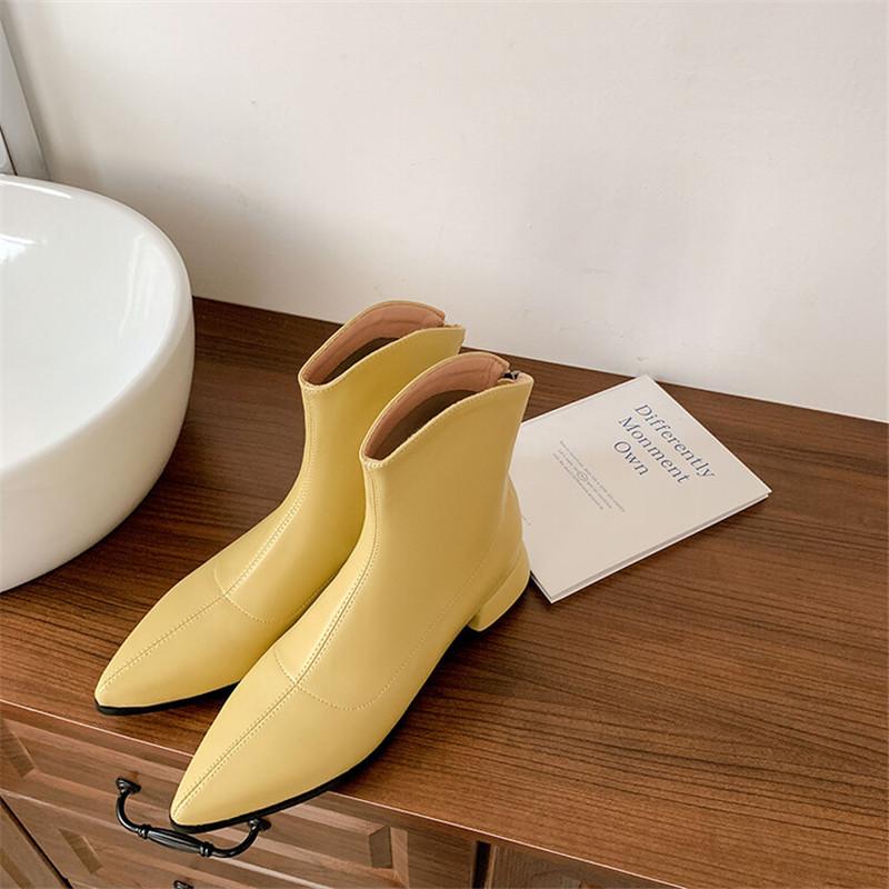 Fashion New Autumn Winter Women Boots Fashion Pointed Toe Chelsea Boots for Women Short Boots Shoes Low Heel Botines Mujer Size 34-43