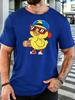 Cool Skateboarding Duck Cartoon Graphic Unisexs Cotton Crew Neck Short Sleeve Tee Loose Casual Summer Daily Street Male Comfort Top