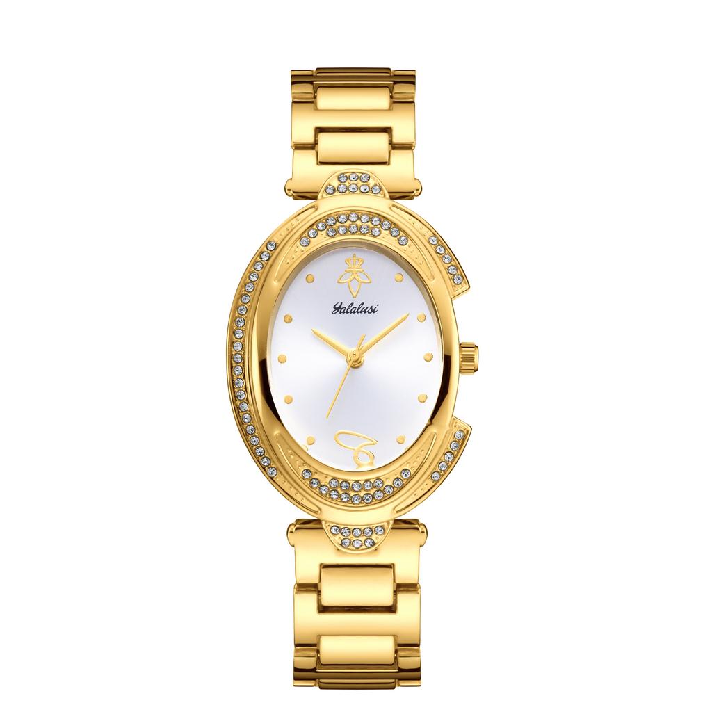 Vintage Leichter Luxus Damen Armbanduhr Runde Damen Armbanduhr Uhr Vintage Gold Einfach