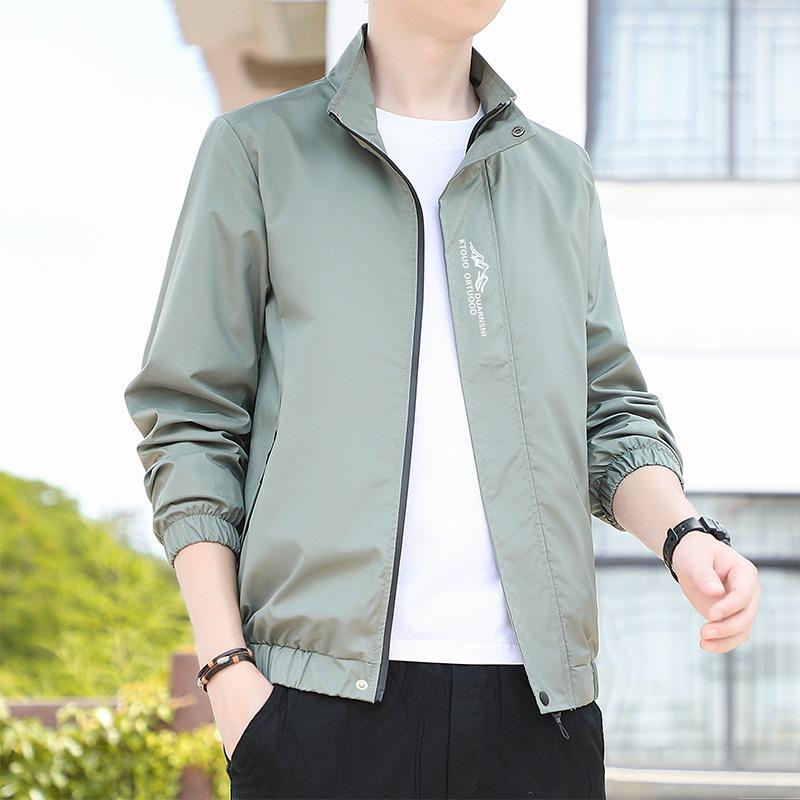 Men's Jacket Jacket Men's Windproof Jacket Medium and Green Loose Tooling Jacket Men's Autumn Jacket Men's