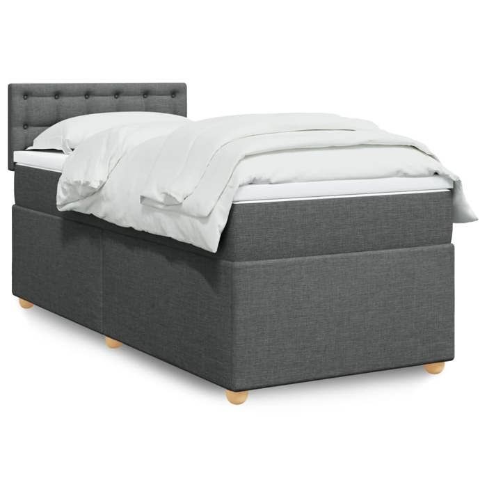 Maison Exclusive - Sommier à lattes de lit avec matelas Gris foncé 90x200 cm Tissu