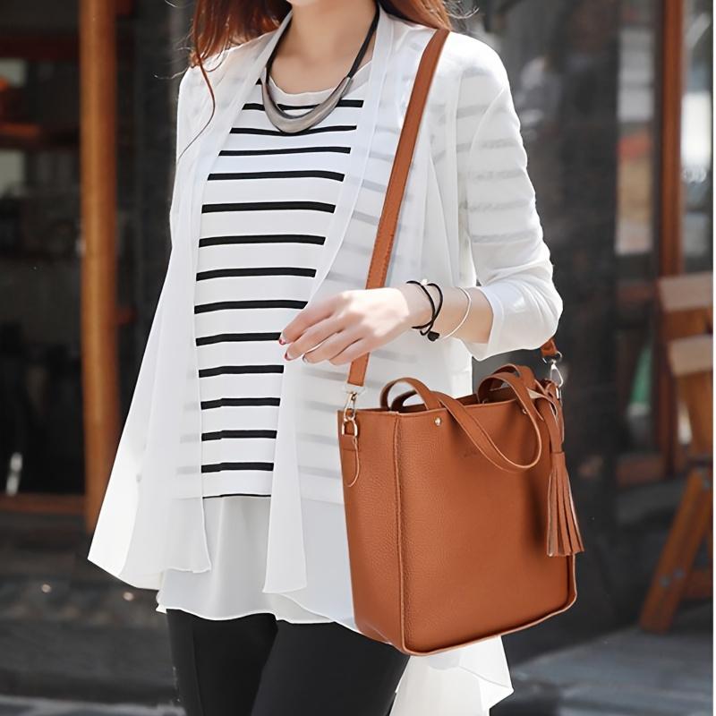 4 Pieces Women Bags Set Stylish Female Wallet PU Leather Shoulder Messenger Tote Bag Fashion Decor Accessory