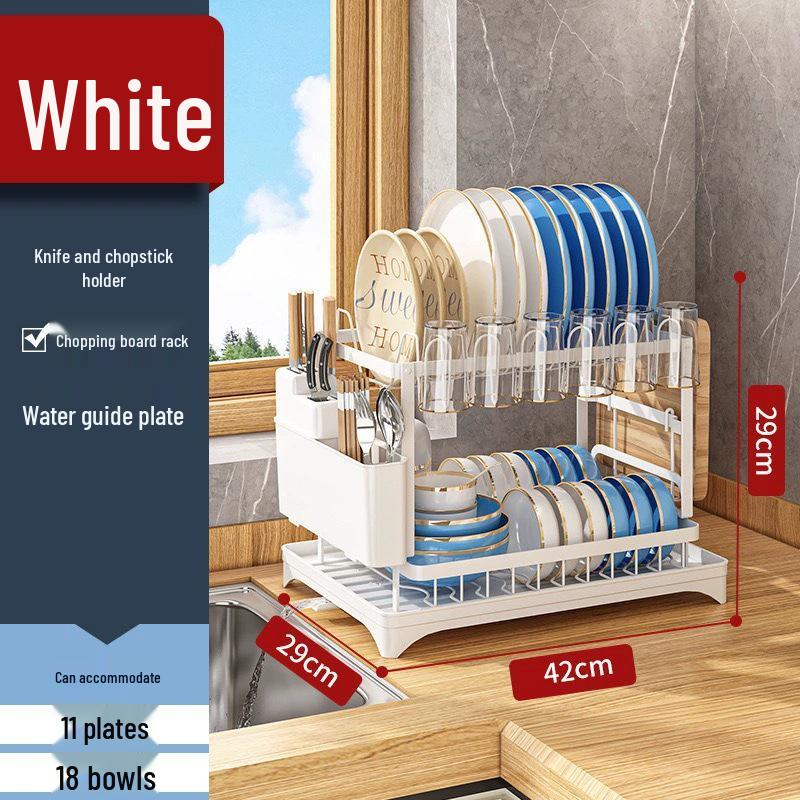 Cross-border Kitchen Dish Rack Set: Bowl, Plate, Knife & Chopstick Holder with Cutting Board Rack & Drip Tray
