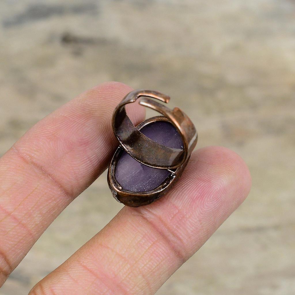 Afrikanischer Amethyst Rohring Elektrogeformter Kupferring Verstellbare Ringe Handgefertigter Elektrogeformter Schmuck Edelsteinringe Geschenk für besondere Anlässe