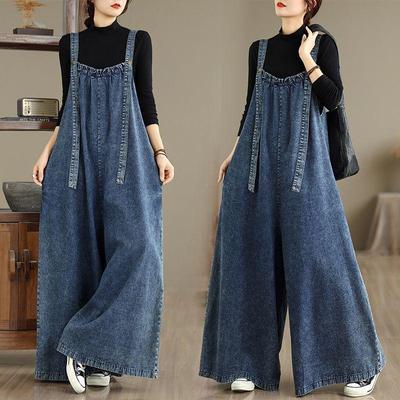 Retro Slim Fit Plus Size Denim Jumpsuit - Spring, Summer & Autumn
