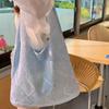 Washable Woven Shopping Bag Large Capacity Shoulder Bag Fashion Hollow Knit Tote Bag  Summer