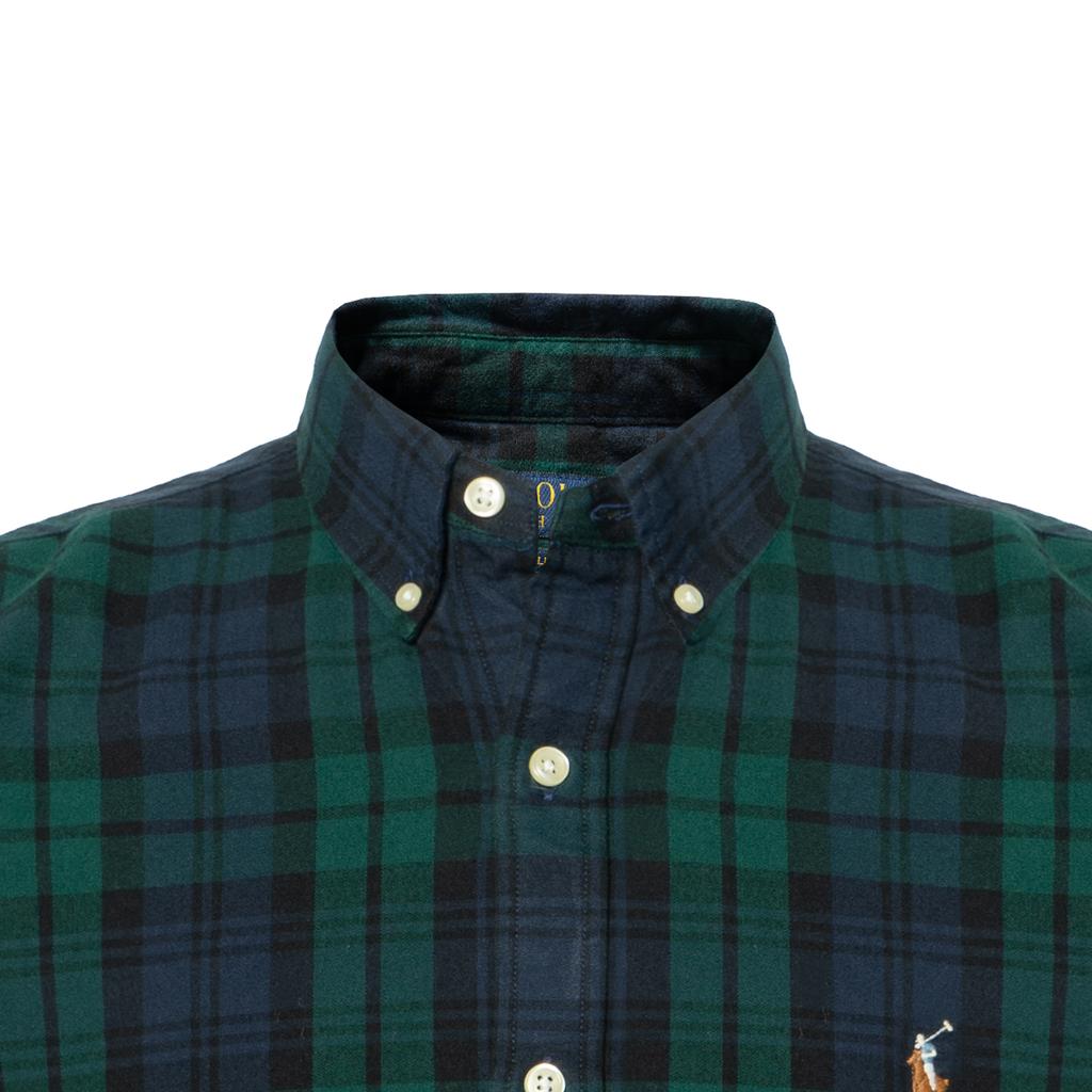 Polo Ralph Lauren Logo Embroidered Plaid Long Sleeve Shirt Men Shirts Green 710853154-004