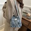 Mini-Beutel-Stil Denim-Taschen für Damen Stilvolle Kordelzugtasche, Neue Eimer-Handytasche, Vielseitige Damen-Schulter-Crossbody-Taschen