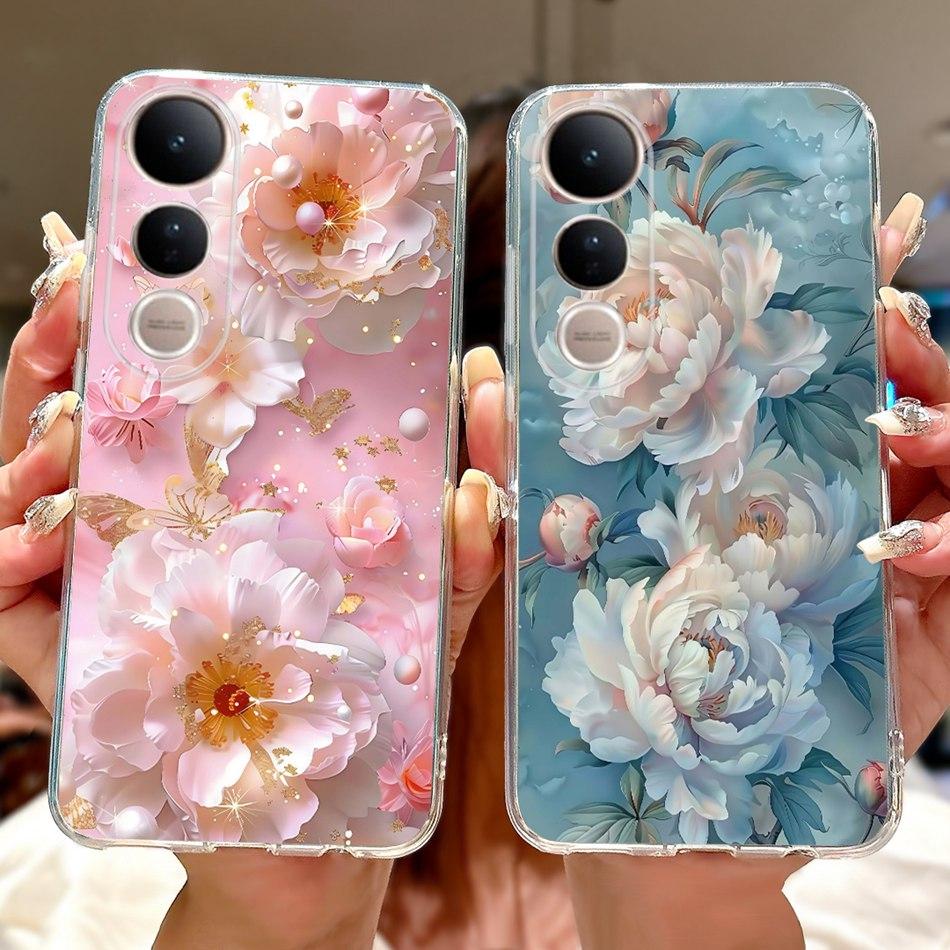 For Vivo V50 Lite V50 V2427 V2441 Elegant Floral Butterfly Phone Case For Vivo V50 V50lite 5G Soft Silicone TPU Cases