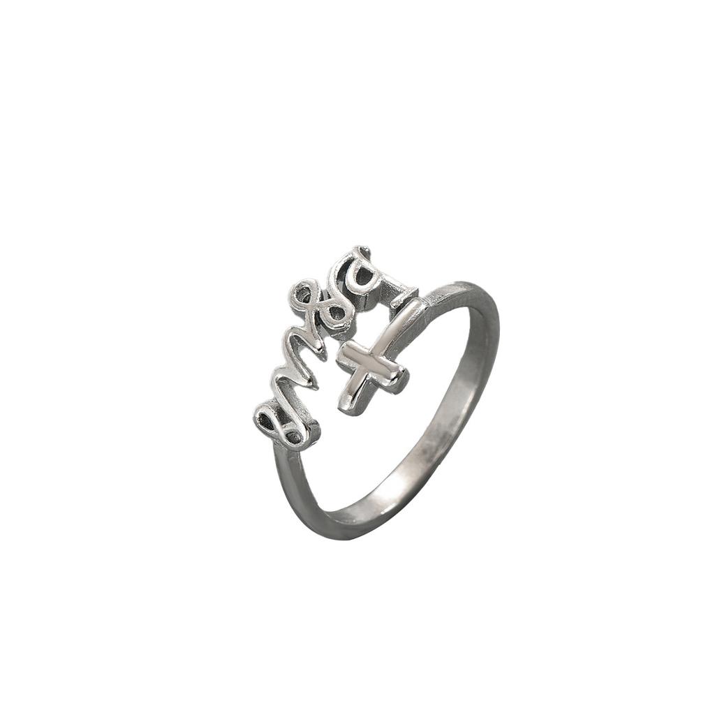 Wind Ladies Ring, Geometric English Alphabet Cross Design High-end Open Ring Versatile