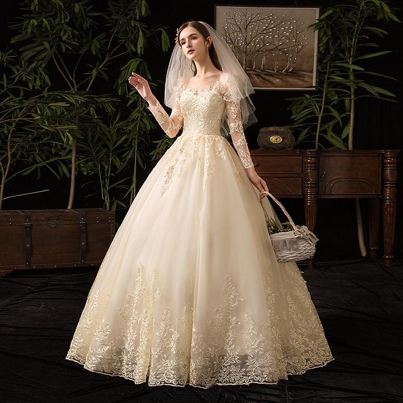 2024 Luxury Lace Long Sleeve Wedding Dress for Brides, Plus Size, D50