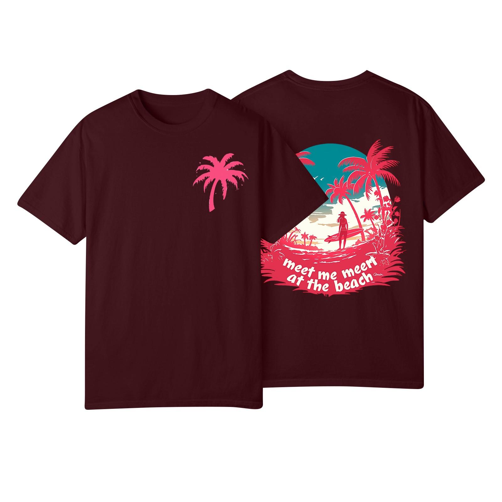 

Женская модная повседневная плиссированная футболка с коротким рукавом с принтом M винный