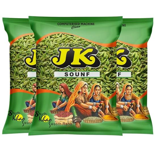 

JK Sounf, 250 Gram| Flavorful Fennel Seeds | Variyali | 100% Natural | Sabut Saunf | Whole Indian Spices | Cooking & Freshening (Pack Of 3)