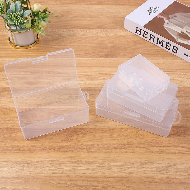 Clear Plastic Lidded Storage Box Set with Hook - Large, Medium, Small Desktop Organizer for Hardware and Accessories