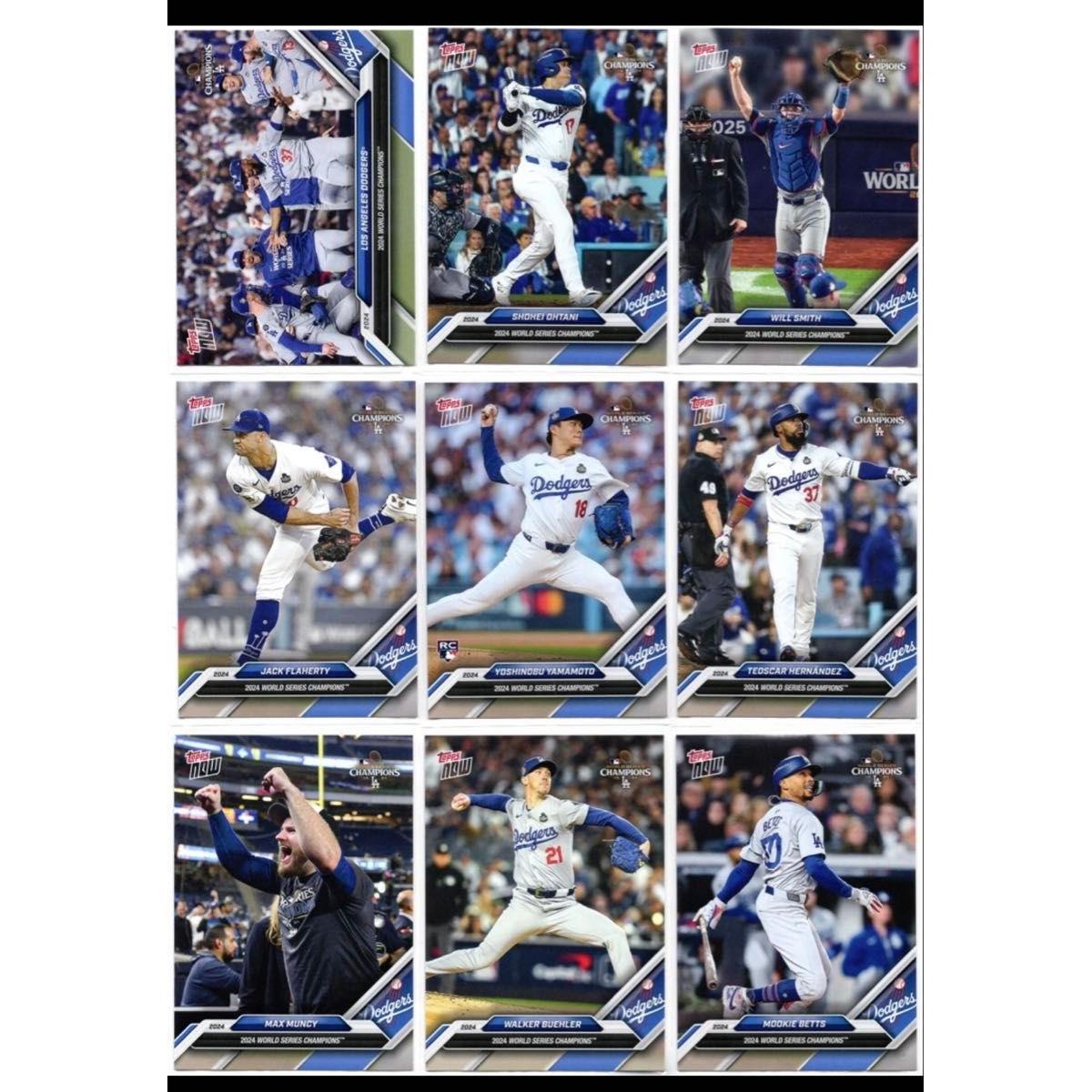 Used MLB Topps Now 2024 Los Angeles Dodgers WS Championship Commemoration 16-piece set, 1 white parallel, Shohei Otani, Yoshinobu Yamamoto