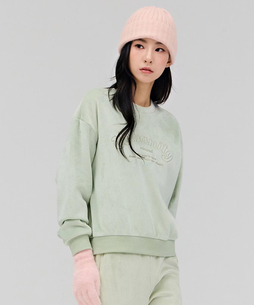 CHASECULT Women'S Brushed Fleece Embroidered Sweatshirt - Mint