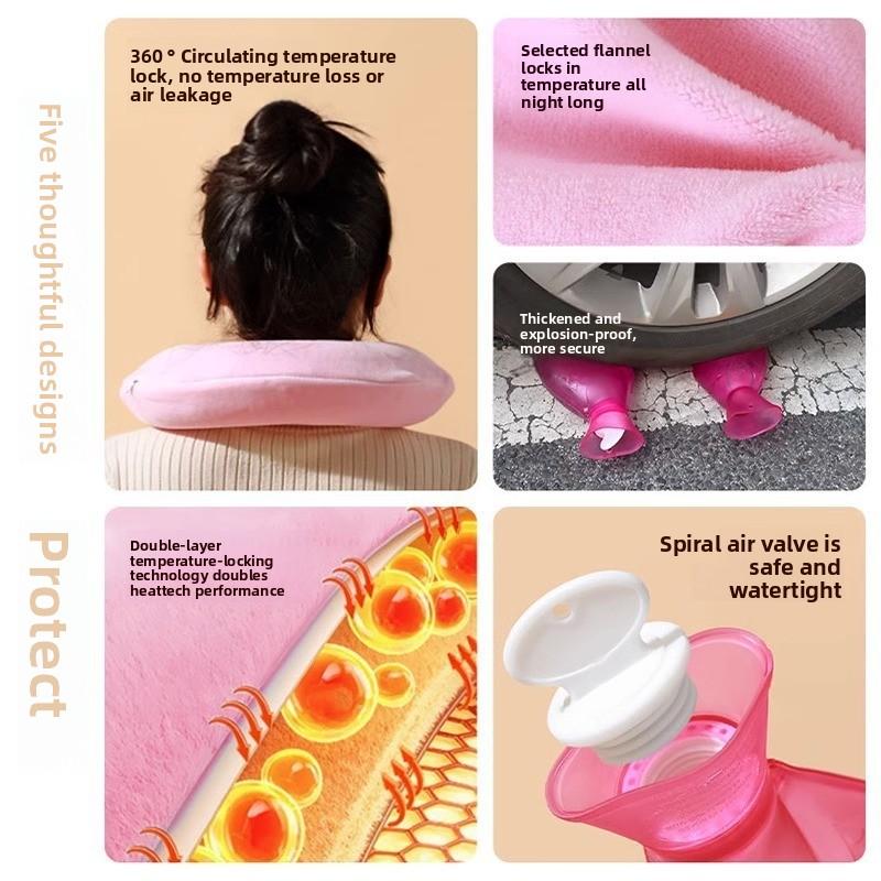 U-shaped Hot Water Bag for Cervical Heat Compress, Thickened Shoulder, Neck and Head, Neck-hanging Type Water Filling Hot Water Bag