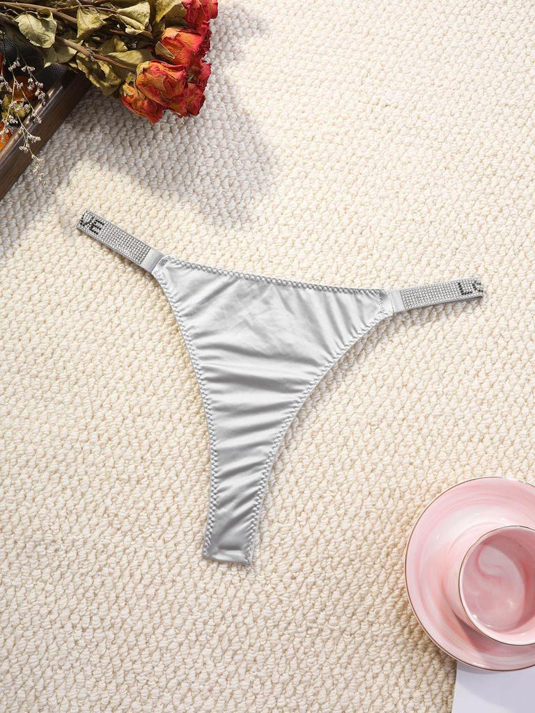Women's Plus Size Rhinestone Sport Thong - Mid-Low Waist, Breathable Cotton Crotch, Sexy & Comfortable 442