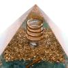 [GOLD STONE] Natural Orgonite Pyramid with Single Crystal Quartz, Spiritual Goods, Approximately 65-70mm Wide, Fluorite
