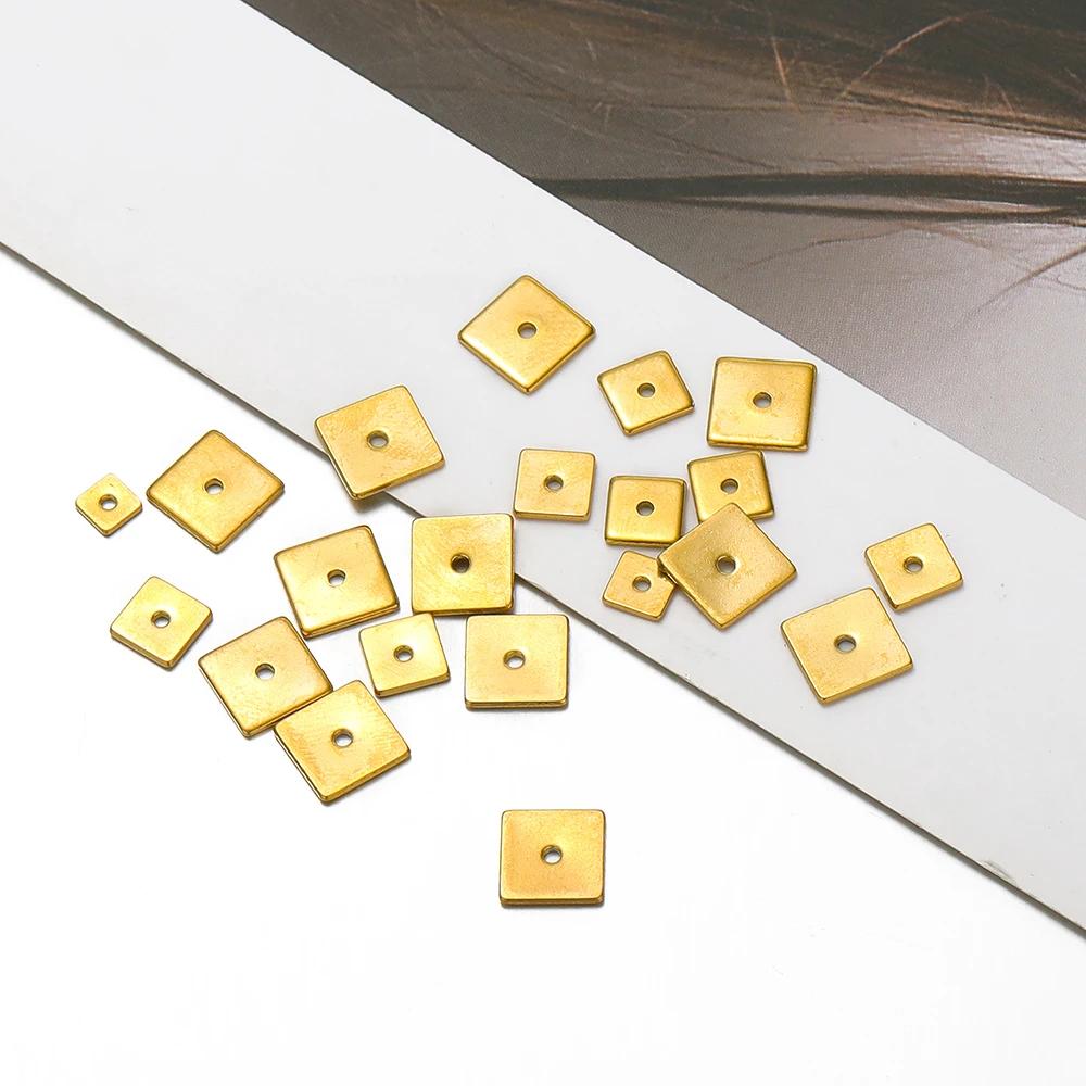 50 stuks Roestvrij Staal Goud Vierkant Platte Afstandhouders Kralen 4 mm 5 mm 6 mm 8 mm Losse Kralen Bedels voor Sieraden Maken DIY Armband Benodigdheden