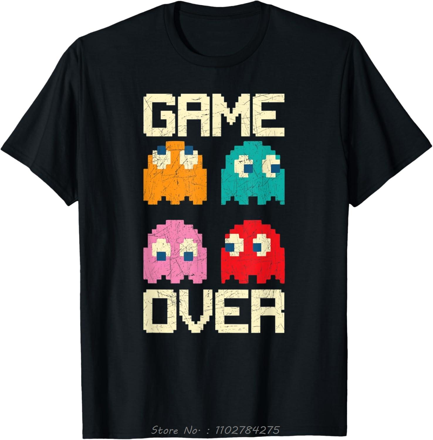 

Game Over 80s Oversized T-shirt Nostalgia Arcade Ghost Gamer Men s Clothing Demand Fitness T Shirt Women Cotton Tshirt - Men ... S