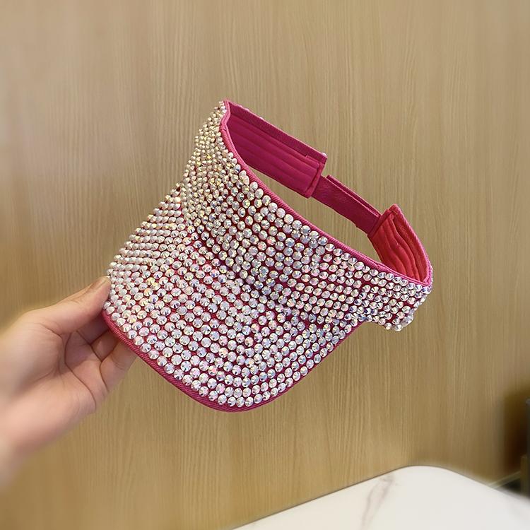 Cappellino da Baseball Scintillante con Strass da Donna Cappello Estivo Coreano Visiera Parasole Regolabile Sport all'Aperto Spiaggia Cappelli da Sole Accessori da Donna