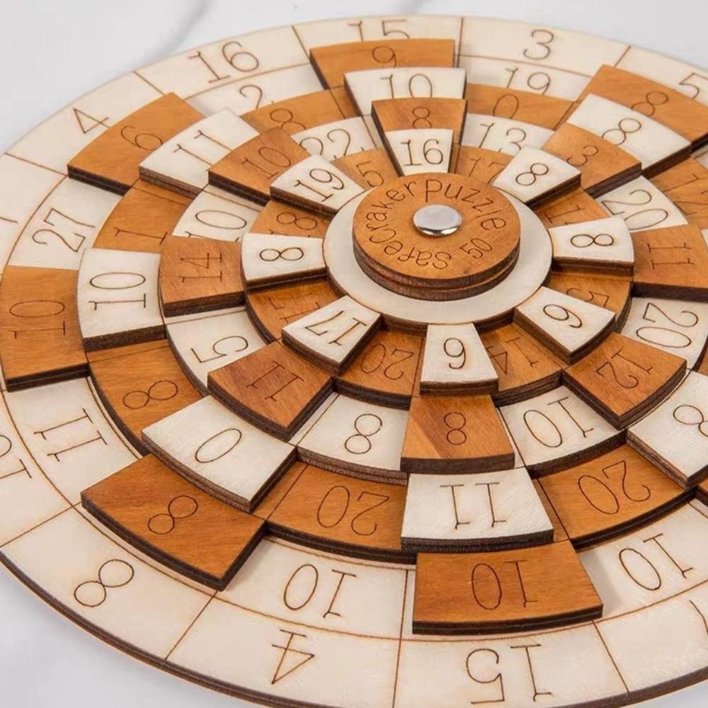 Classic Number Wooden Puzzle Round Turntable Brain Teaser Toy Number Puzzle  Children Learning
