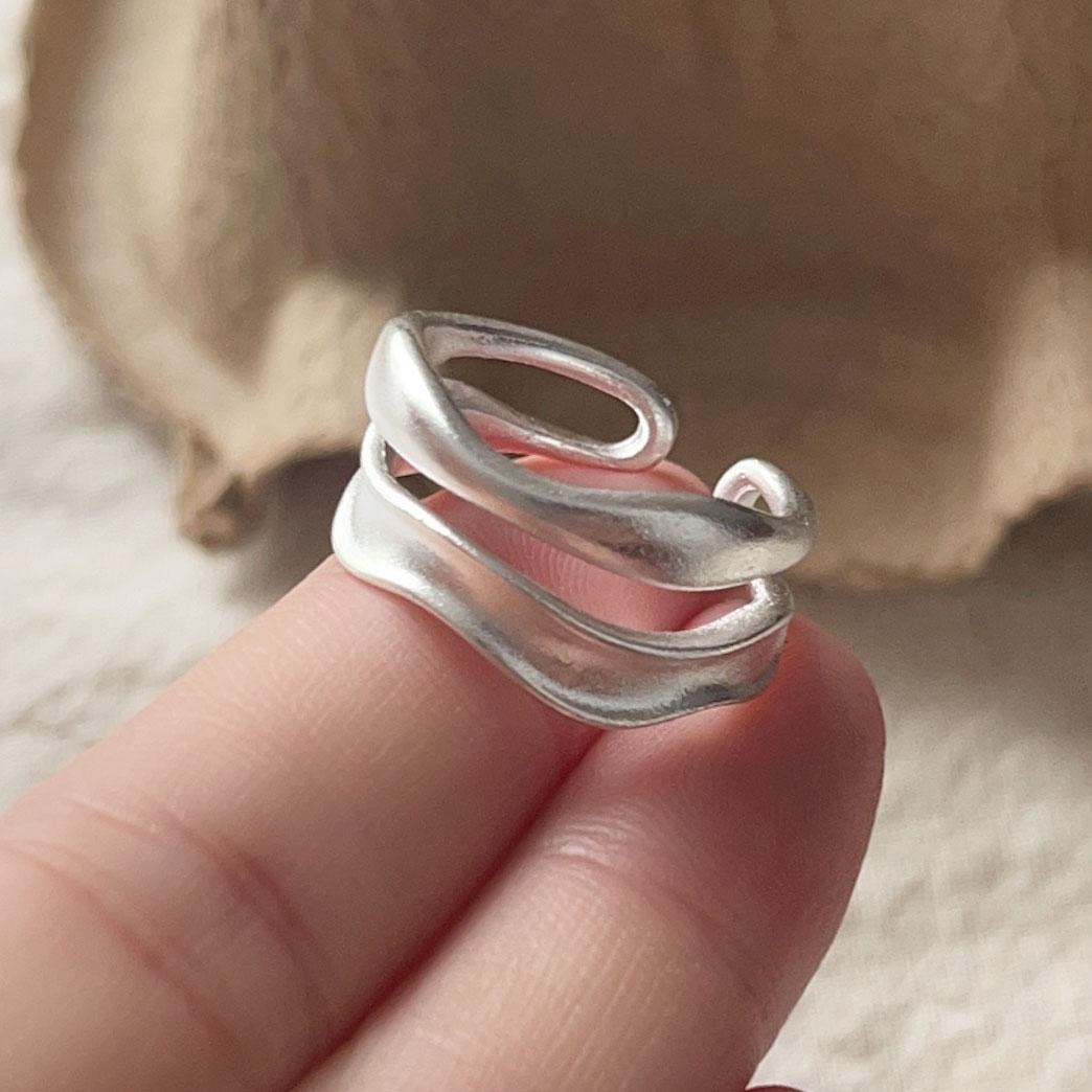 

925 Sterling Silver Rings For Women Geometric Fine Jewelry Finger Adjustable Wide Smooth Ring For Party Birthday Gift resizable