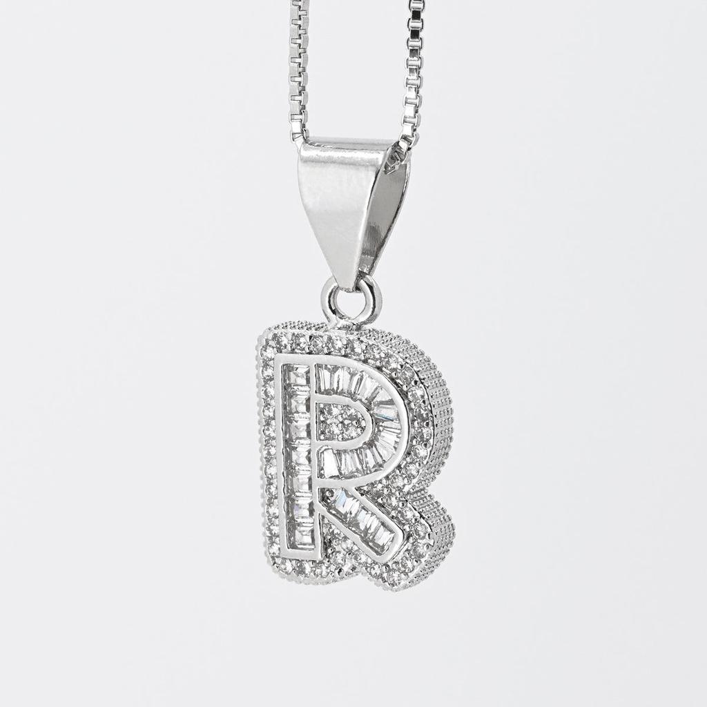 Cross Pendant with Micro Pave Cubic Zirconia - 26 Letter Options for DIY Jewelry Accessories
