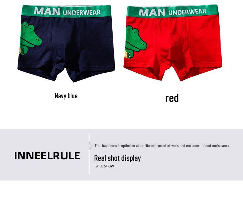 Men's Comfortable Cotton Crocodile Cartoon Print Boxer Briefs
